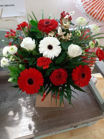 Festive red and white