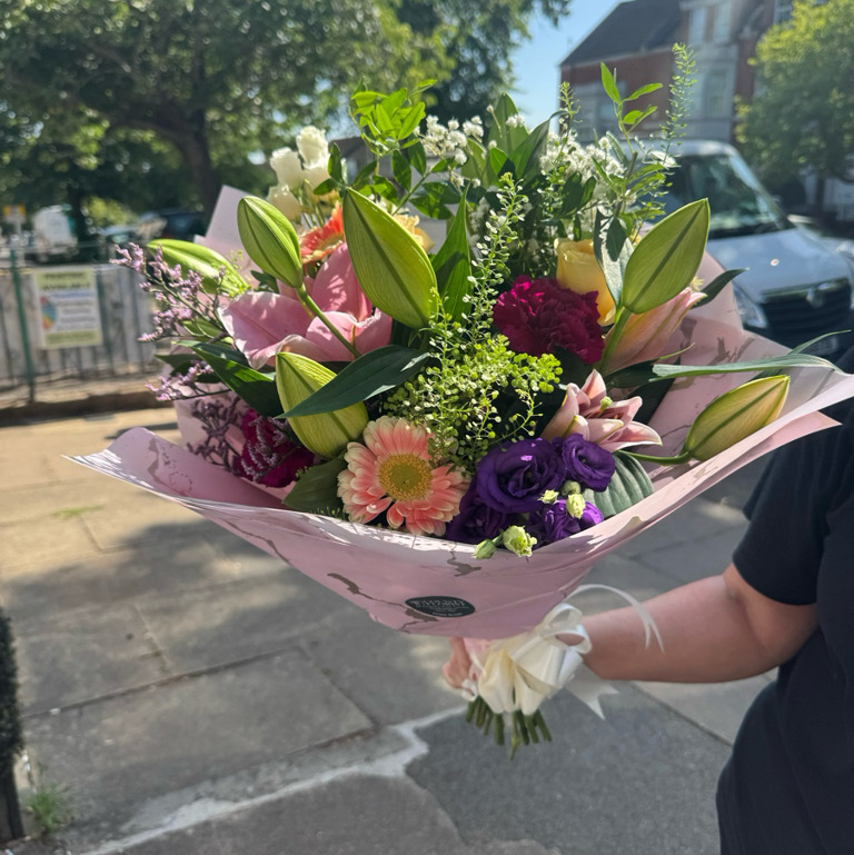 Handtied in pinks and purples