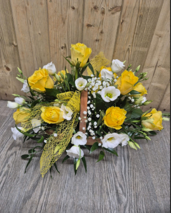 Sunny yellow rose basket