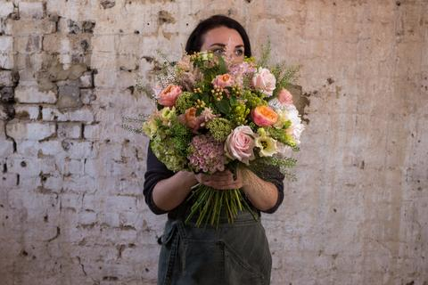 Apricot and coral posy