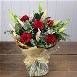 Red lilies and roses