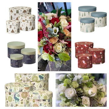 Christmas hatbox arrangement