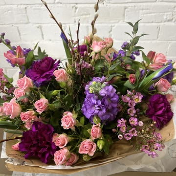 Pink and purple handtied