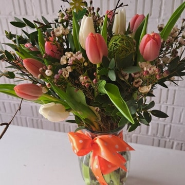 A tulip mix vasefor springtime
