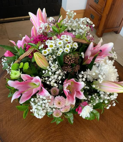 Pink lily basket