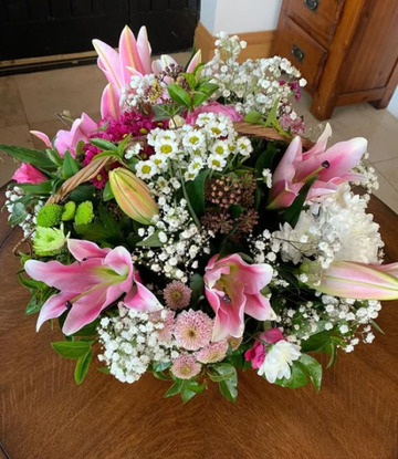 Pink lily basket