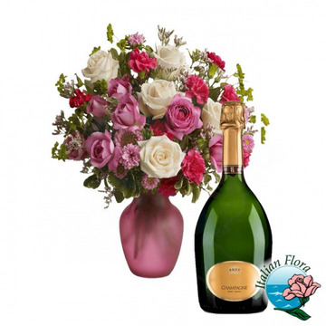 Mixed roses and champagne