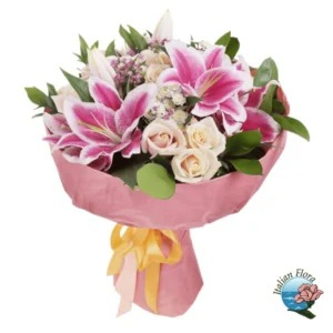 Pink lilies-white roses