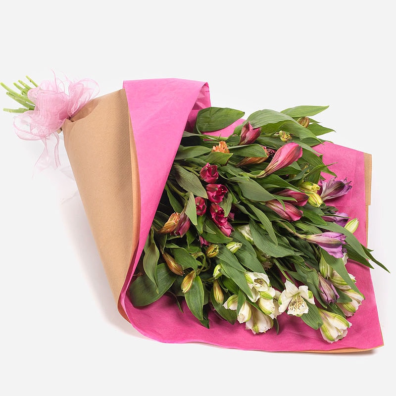 wrap-of-colour-bouquet-with-mixed-alstroemeria-in-kraft-paper-1