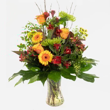 Over the horizon rich blooms arranged in an eco-friendly glass vase friendly glass vase over the horizon rich blooms arranged in an eco friendly glass vase