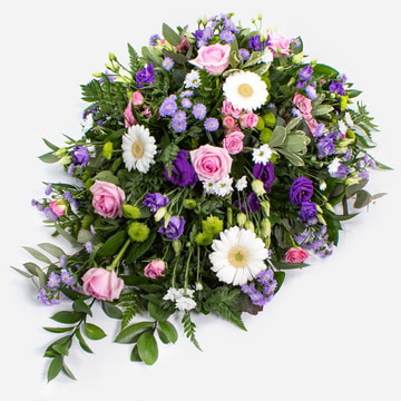 Biodegradable floral spray with pink roses and lisianthus
