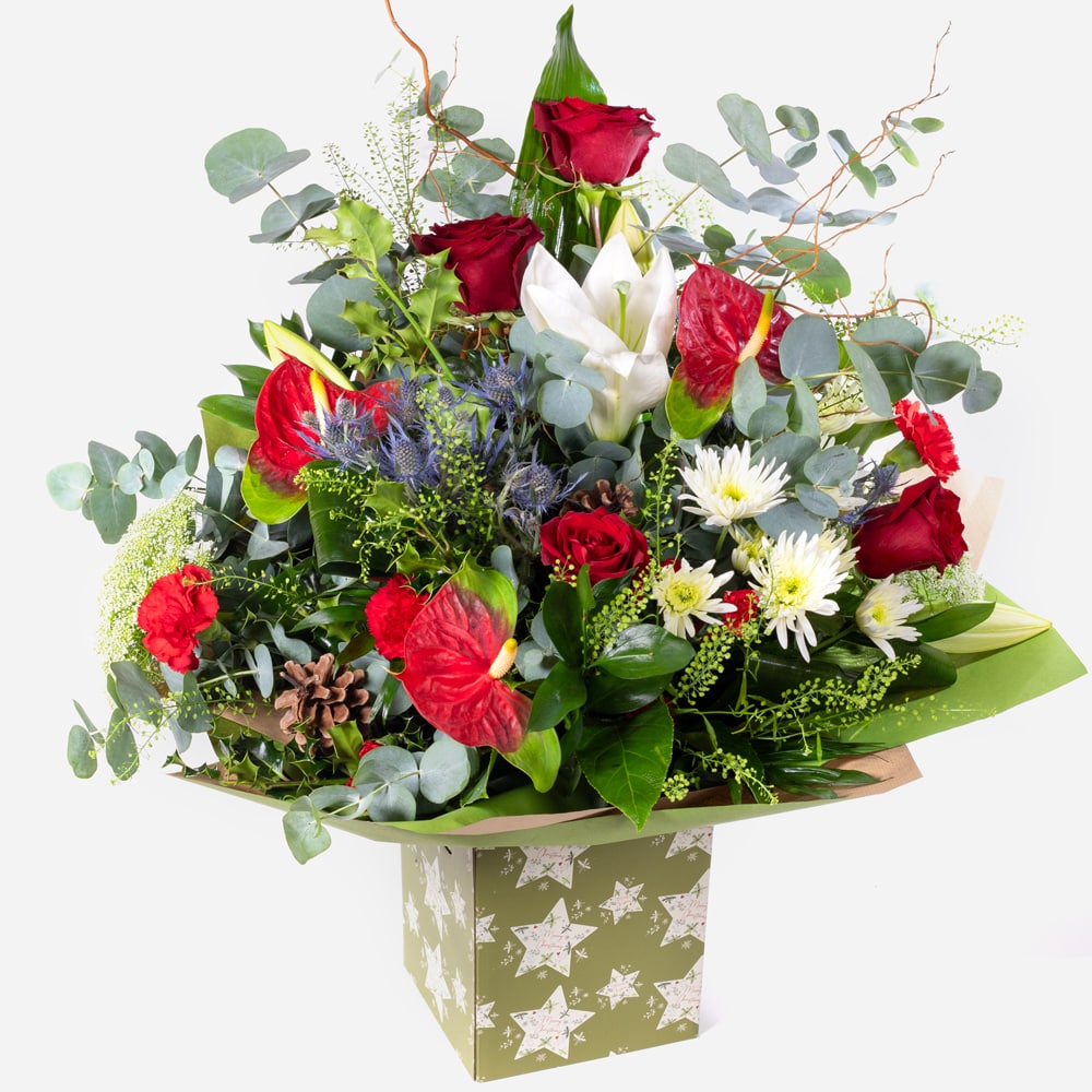 Luxury christmas bouquet in a festive star-patterned gift box patterned gift box patterned gift box patterned gift box patterned gift box patterned gift box patterned gift box patterned gift box patterned gift box patterned gift box patterned gift box pat