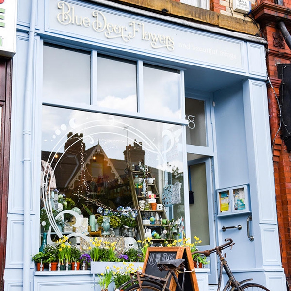 Image of Blue Door Flowers and Beautiful Things shop front